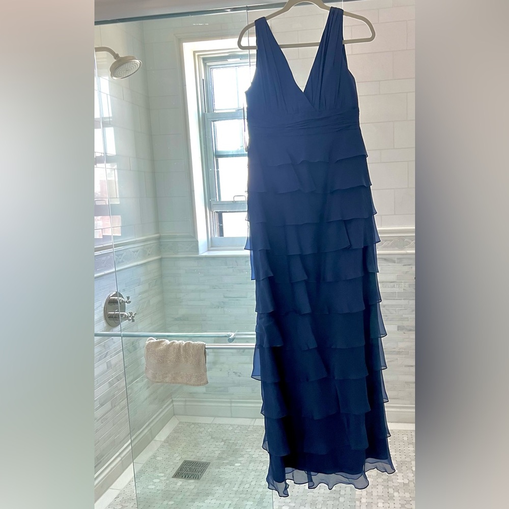 Kay Unger Deep Blue Tiered Maxi Dress